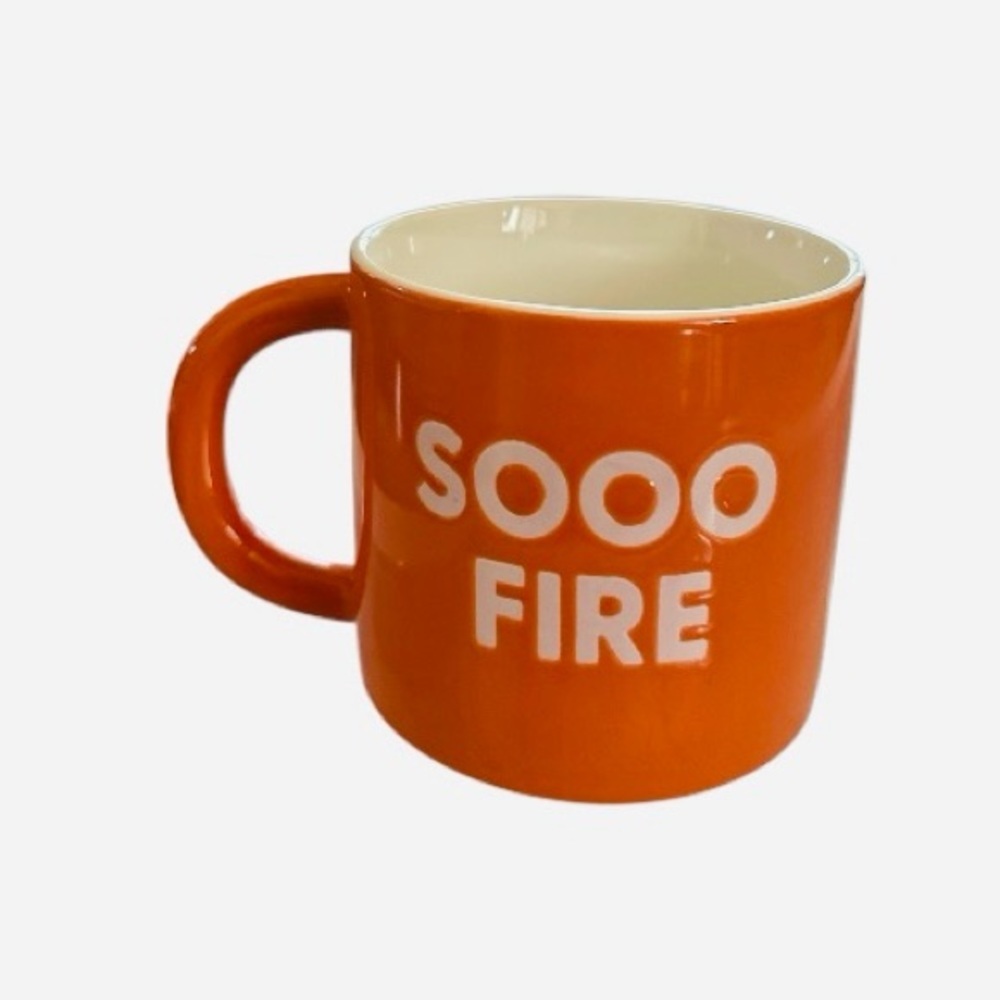 Room Essentials Stoneware Mug – “SOOO FIRE” Orange